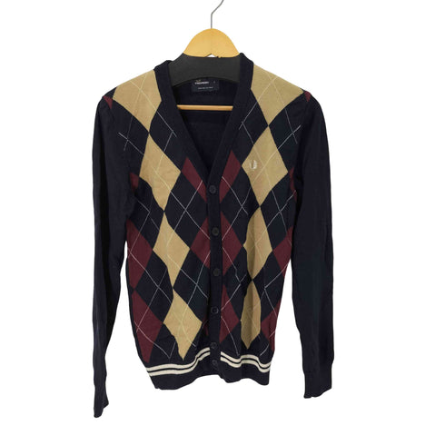 フレッドペリー FRED PERRY メリノウール100 アーガイルチェックカーディガン メンズ JPN:S